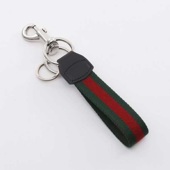 Gucci Canvas Leather Web Stripe Keychain - Picture 2 of 3